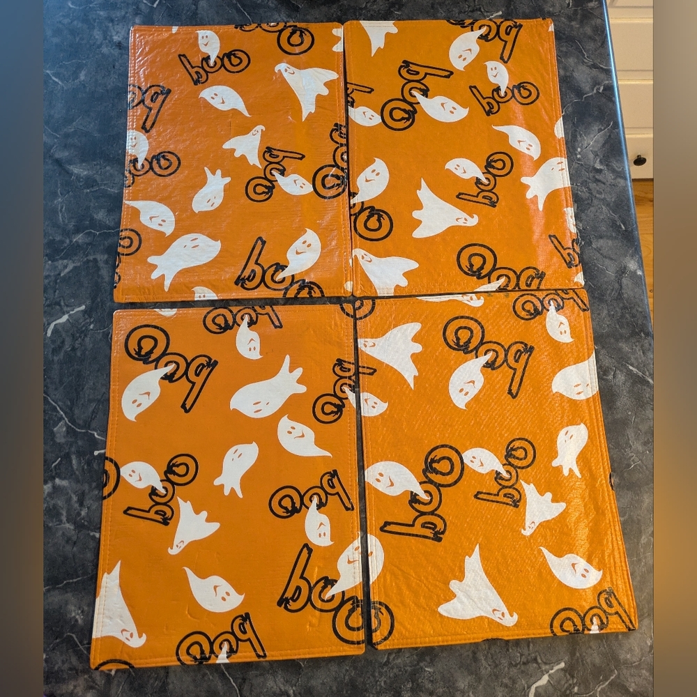 Halloween Orange Ghost Print Placemats